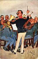 'Militärkapelle' / K.u.K. military band, humour. B.K.W.I. 953-4. s: Schönpflug + "Báró Barkóczy Sándor" (EB)