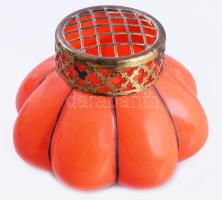 Cseh art deco ikebana váza. Hálóba fújt hutaüveg, hibátlan,. d: 16 cm, m: 12 cm /// Czech Art Deco ikebana vase. Netz-blown glass, flawless, diameter: 16 cm, height: 12 cm.