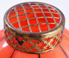 Cseh art deco ikebana váza. Hálóba fújt hutaüveg, hibátlan,. d: 16 cm, m: 12 cm /// Czech Art Deco i...