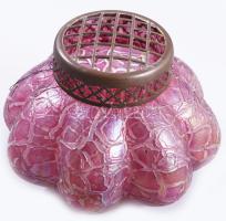 Art deco ikebana váza. Többrétegű, formába fújt, lüszter mázas, hibátlan,. d: 16 cm, m: 12 cm