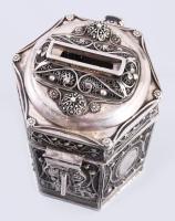 Cödaka / Tzedakah adománygyűjtő persely. Filigrán ezüst (Ag) 925 finomság. Oroszország XX. sz, jelze...