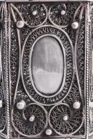 Cödaka / Tzedakah adománygyűjtő persely. Filigrán ezüst (Ag) 925 finomság. Oroszország XX. sz, jelze...