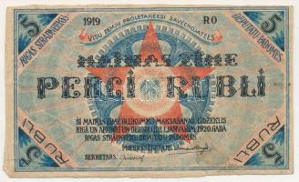 Lettország / Rigai Munkásszervezet 1919. 5R T:F Latvia / Riga's Workers Deputies' Soviet 1919. 5 Rubłis C:F Krause R3