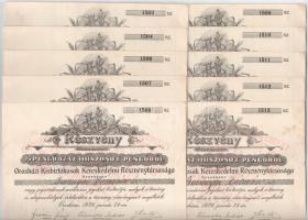 1926. Orosháza "Orosházi Kisbirtokosok Kereskedelmi Részvénytársasága" névre szóló részvénye 25P-ről, sorszámkövetők (10x), szárazpecséttel, szelvényekkel T:XF