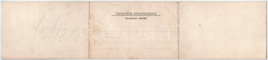 Chita, 3-tiled folding panoramacard with library, synagogue (creases)