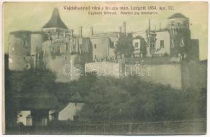 1910 Vajdahunyad, Hunedoara; vár a leégés után, leégett 1854. ápr. 12. egykorú felvétel (1960-as években újrapostázva) / castle after the fire in 1854 (felületi sérülés / surface damage)