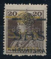 SHS 1919 Károly 20f arany + fekete színű felülnyomattal, Bodor vizsgálójellel