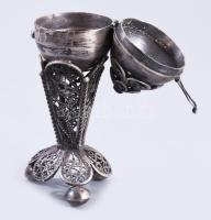 Ezüst (Ag) besamin tartó, 1894, orosz, jelzett, mesterjellel, m: 9,5 cm, 51g /// Silver (Ag) Besamim...