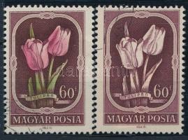 1951 Virág II. 60f rózsaszín és zöld színnyomat nélkül + támpéldány (70.000)