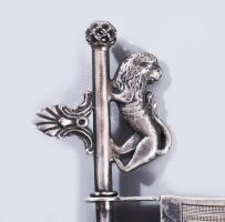 Ezüst (Ag) Purim ünnepi kereplő, 1883, orosz, jelzett, mesterjellel, gazdagon díszített, 20x13 cm, b...