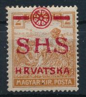 SHS 1919 Arató 2f eltérő, Károly-típusú piros színű felülnyomattal Signed: Bodor