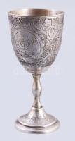 Ezüst (Ag) Kiddus pohár. cca 19. sz. utolsó harmada, jelzett, m: 15 cm, nettó 164g /// Silver (Ag) Kiddush Cup, circa last third of the 19th century, hallmarked, height 15 cm, net weight 164 g.
