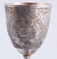 Ezüst (Ag) Kiddus pohár. cca 19. sz. utolsó harmada, jelzett, m: 15 cm, nettó 164g /// Silver (Ag) K...