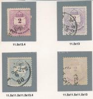 1881 4 db 2kr szabálytalan vegyes fogazással (ex Orbán, Sebestyén aranyérmes kiállítási anyagból)