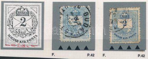 1881 2 db 2kr ritka látványos vésésjavítással (ex Orbán, Sebestyén aranyérmes kiállítási anyagból)