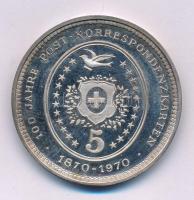 Svájc 1970. "100 Jahre Post-korrespondenzkarten - 1870-1970 (100 éves a postai levelezőkártya)" kétoldalas, jelzett Ag emlékérem, gravírozott "0227" sorszámmal (30,24g/0.999/40mm) T:AU (eredetileg PP) patina Switzerland 1970. "100 Jahre Post-korrespondenzkarten - 1870-1970 (100 years of postal correspondence cards)" double-sided, marked Ag commemorative medal, engraved with serial number "0227" (30.24g/0.999/40mm) T:AU (originally PP) patina