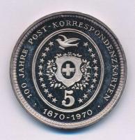 Svájc 1970. "100 Jahre Post-korrespondenzkarten - 1870-1970 (100 éves a postai levelezőkártya)" kétoldalas, jelzett Ag emlékérem, gravírozott "0225" sorszámmal (30,04g/0.999/40mm) T:AU (eredetileg PP) patina Switzerland 1970. "100 Jahre Post-korrespondenzkarten - 1870-1970 (100 years of postal correspondence cards)" double-sided, marked Ag commemorative medal, engraved with serial number "0225" (30,04g/0.999/40mm) T:AU (originally PP) patina