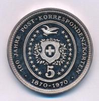Svájc 1970. "100 Jahre Post-korrespondenzkarten - 1870-1970 (100 éves a postai levelezőkártya)" kétoldalas, jelzett Ag emlékérem, gravírozott "0226" sorszámmal (29,96g/0.999/40mm) T:AU (eredetileg PP) patina Switzerland 1970. "100 Jahre Post-korrespondenzkarten - 1870-1970 (100 years of postal correspondence cards)" double-sided, marked Ag commemorative medal, engraved with serial number "0226" (29,96g/0.999/40mm) T:AU (originally PP) patina