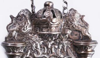 Ezüst (Ag) chósen tóra-vért - oszlop, korona és tízparancsolat ábrázolással. 1851, magyar, 13 latos,...