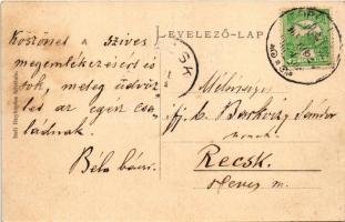 1909 Törökbálint, Tihanyi nyaraló, villa. Ifjabb Báró Barkóczy Sándornak (1896-1925) címezve. Izeli ...