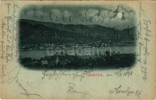 1898 Orsova, látkép este holdfényben. G. Hutterer kiadása / general view at night in moonlight (EK)