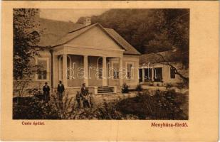 1914 Menyháza, Monyásza, Moneasa; Curia épület. Fái Károly kiadása / spa, villa (gyűrődés / crease)