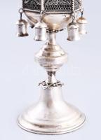 Ezüst (Ag) besamin tartó. 1854, 13 latos jelzés, AS mesterjegy, m: 36,5 cm, 322g /// Silver (Ag) Bes...