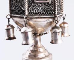 Ezüst (Ag) besamin tartó. 1854, 13 latos jelzés, AS mesterjegy, m: 36,5 cm, 322g /// Silver (Ag) Bes...