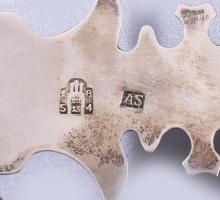 Ezüst (Ag) besamin tartó. 1854, 13 latos jelzés, AS mesterjegy, m: 36,5 cm, 322g /// Silver (Ag) Bes...