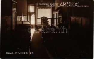 Kolozsvár, Cluj; O parte din Buffet America. P. Unirei 23. / America büfé, étterem és sörscarnok, belső / buffet restaurant and beer hall, interior. Fotofilm Cluj photo