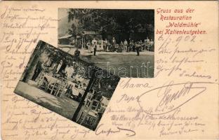 1902 Kaltenleutgeben, Gruss aus der Restauration Waldmühle bei Kaltenleutgeben / forest restaurant, terrace, garden with guests and waiters (EB)
