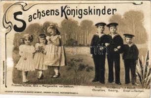 Sachsens Königskinder. Kunstverlag Schmidt, Druck von Johann Wolf / Frigyes Ágost szász király gyermekei / Royal children of King Friedrich August of Saxony (gyűrődések / creases)