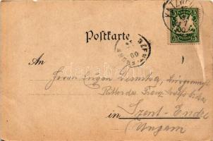 1900 Katzweiler; Handlung von Jean Becht / general view, shop. Art Nouveau, floral, litho (EM)