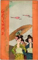 Geisha X. Asian style Art Nouveau litho s: Raphael Kirchner (EB)