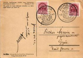 Deutsche Jagdflugzeug schiessen einen französischen Fesselballon in Brand. Zeichnung R. Heß. Der Adl...