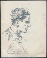 Márton Ferenc (1884-1940): 1933 Gödöllői Jamboree - szíriai cserkészcsapat vezető aláírt rajza. Ceru...