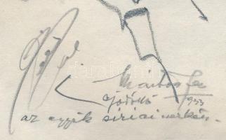 Márton Ferenc (1884-1940): 1933 Gödöllői Jamboree - szíriai cserkészcsapat vezető aláírt rajza. Ceru...