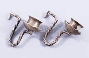 Ezüst (Ag) összecsukható hanukija úti gyertyatartó - az ókori szentély főbb elemeivel díszítve, gyer...