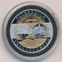 2002-2010 k. "Emlékérem az euróövezet országainak közös valutájáról - Ausztria" aranyozott, ezüstözött Cu-Ni emlékérem kapszulában, tanúsítvánnyal (35mm) T:PP