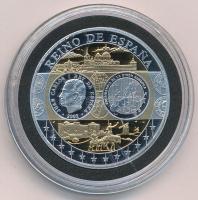 2002-2010 k. "Emlékérem az euróövezet országainak közös valutájáról - Spanyolország" aranyozott, ezüstözött Cu-Ni emlékérem kapszulában, tanúsítvánnyal (35mm) T:PP