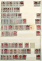 Magyar portó sok példányos készlet, benne összefüggések is, 32 lapos A/4 berakóban