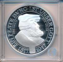 A Német Államok / Szászország 1917. 3M Ag "Bölcs Frigyes - A reformáció 400. évfordulója" érme jelzett utánverete (20g/0.900/40mm) kapszulában, tanúsítvánnyal T:PP  The German States / Saxony 1917. 3 Mark Ag "The Weise Friedrich - 400th Anniversary of the Reformation" coin marked restrike (20g/0.900/40mm) in capsule, with certificate C:PP