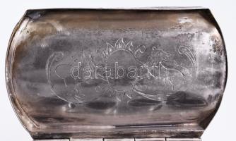 Ezüst (Ag) úti hanukkia, samesszal. Fedelén elefántcsont-lap rárakással, jelzett, 1810, Bécs, 13 lat...