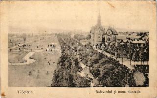 Turnu Severin, Szörényvár; Bulevardul si noua plantatie / street view, park (fl)