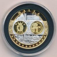 2002-2010 k. "Emlékérem az euróövezet országainak közös valutájáról - Málta" aranyozott, ezüstözött Cu-Ni emlékérem kapszulában, tanúsítvánnyal (35mm) T:PP