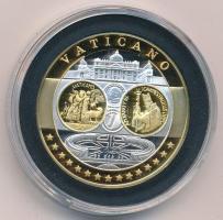 2002-2010 k. "Emlékérem az euróövezet országainak közös valutájáról - Vatikán" aranyozott, ezüstözött Cu-Ni emlékérem kapszulában, tanúsítvánnyal (35mm) T:PP