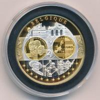 2002-2010 k. "Emlékérem az euróövezet országainak közös valutájáról - Belgium" aranyozott, ezüstözött Cu-Ni emlékérem kapszulában, tanúsítvánnyal (35mm) T:PP