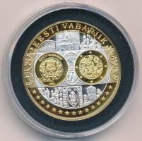 2002-2010 k. "Emlékérem az euróövezet országainak közös valutájáról - Észtország" aranyozott, ezüstözött Cu-Ni emlékérem kapszulában, tanúsítvánnyal (35mm) T:PP