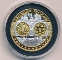 2002-2010 k. "Emlékérem az euróövezet országainak közös valutájáról - Franciaország" aranyozott, ezüstözött Cu-Ni emlékérem kapszulában, tanúsítvánnyal (35mm) T:PP