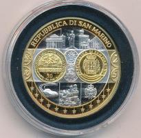 2002-2010 k. "Emlékérem az euróövezet országainak közös valutájáról - San Marino" aranyozott, ezüstözött Cu-Ni emlékérem kapszulában, tanúsítvánnyal (35mm) T:PP